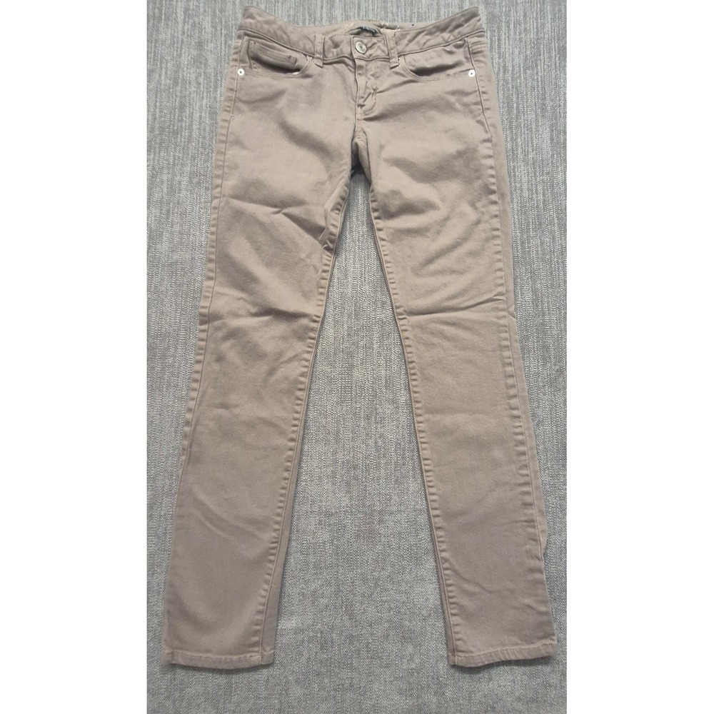 American Eagle women's khaki skinny stretch denim jeans sz 4 Cotton straight leg